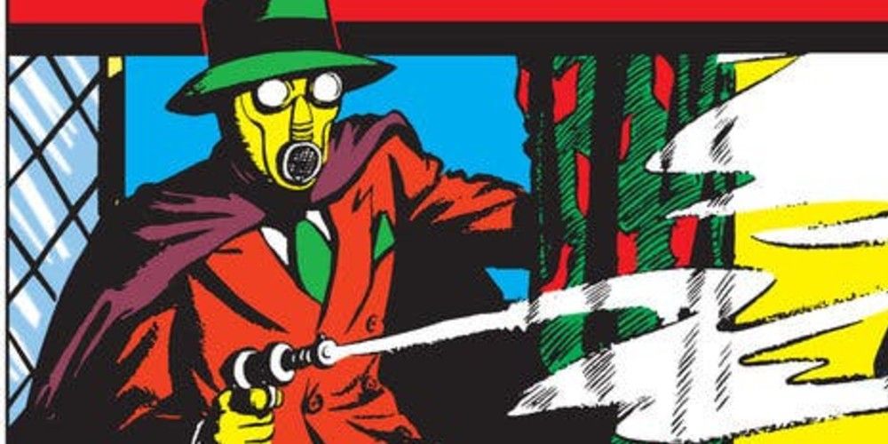 Sandman Wesley Dodds in his yellow gas mask in DC Comics