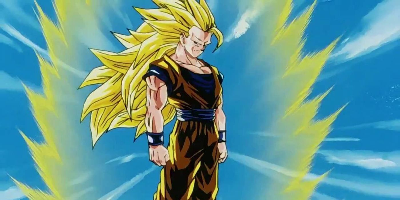 Goku transforms into Super Saiyan 3 for the first time in Dragon Ball Z.
