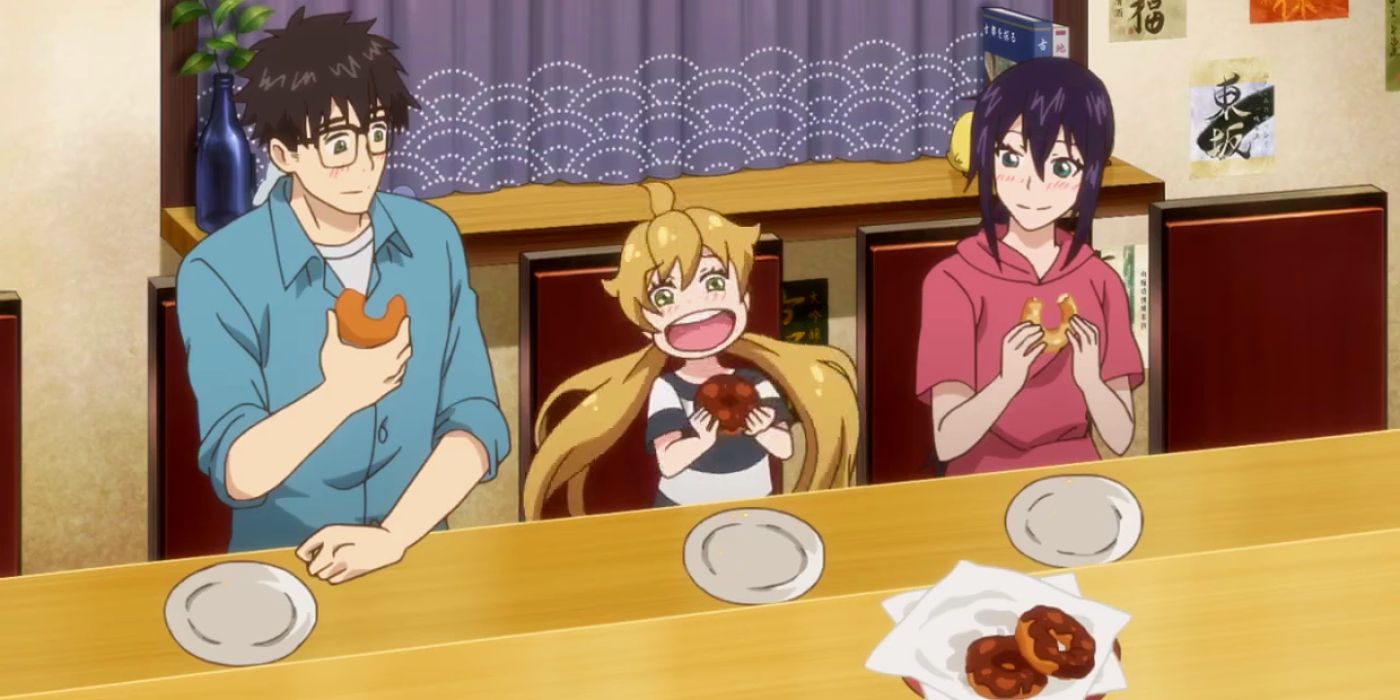 An image from sweetness and lightning, an anime that combines family and food.