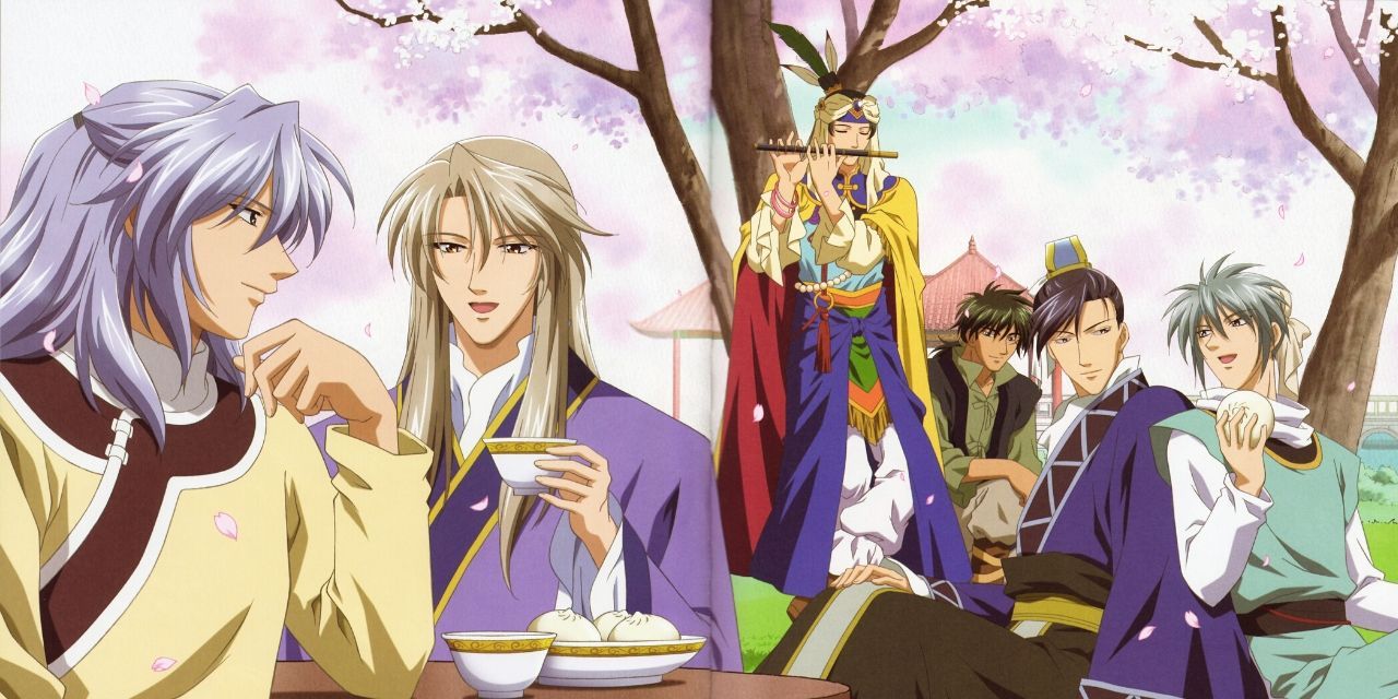 The cast of The Story Of Saiunkoku enjoying music and a meal together