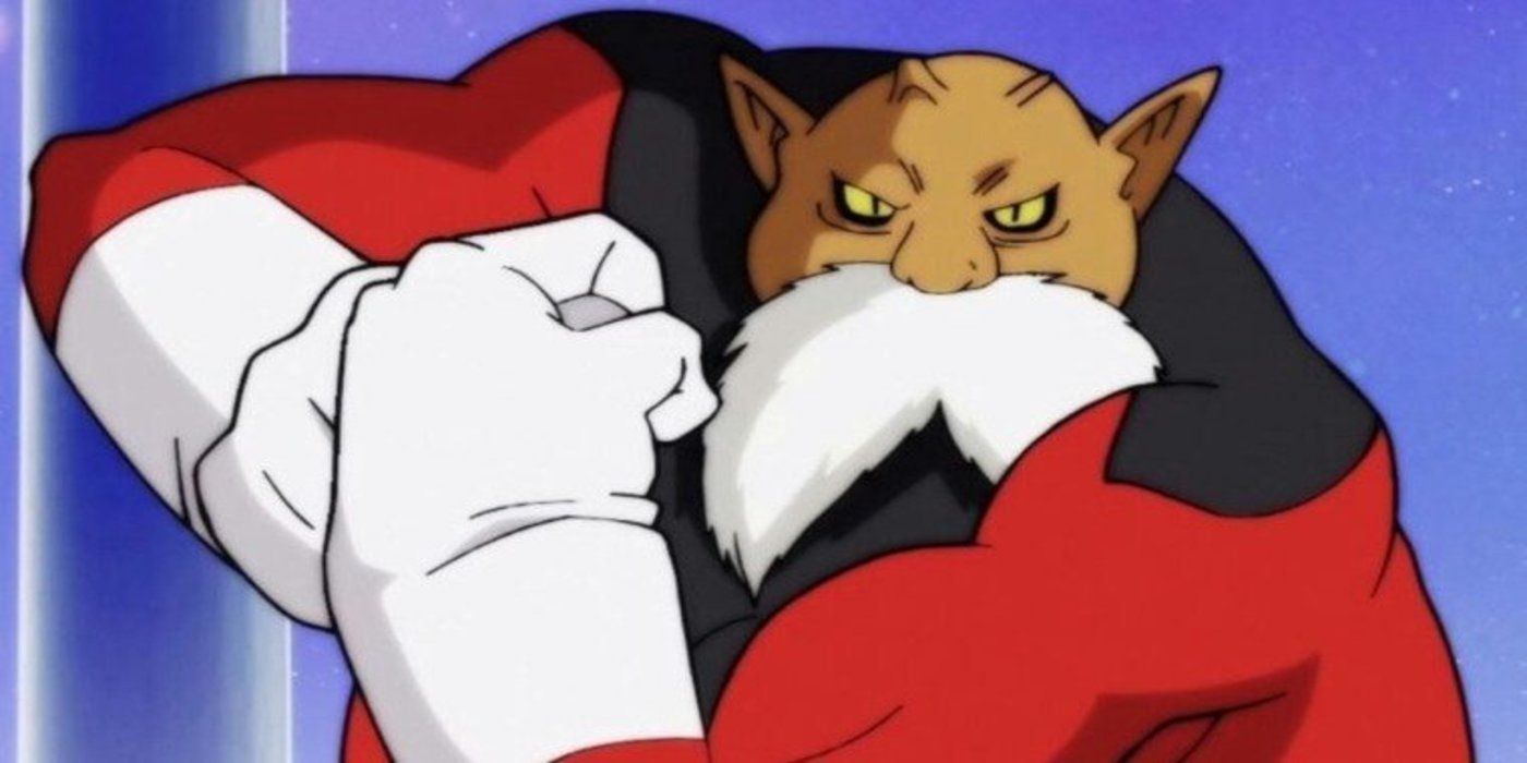Toppo from Dragon Ball Super prepares to punch someone.