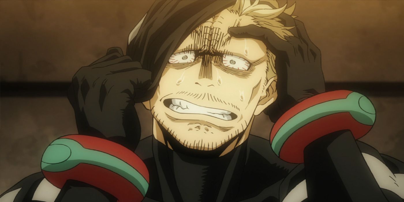 Twice takes his mask off in My Hero Academia.