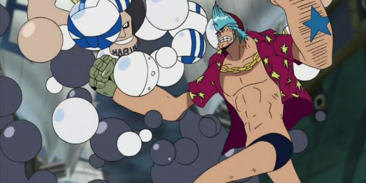 Very Good using his Berry-Berry Fruit abilities against Franky during One Piece's Saobody Archipelago arc.