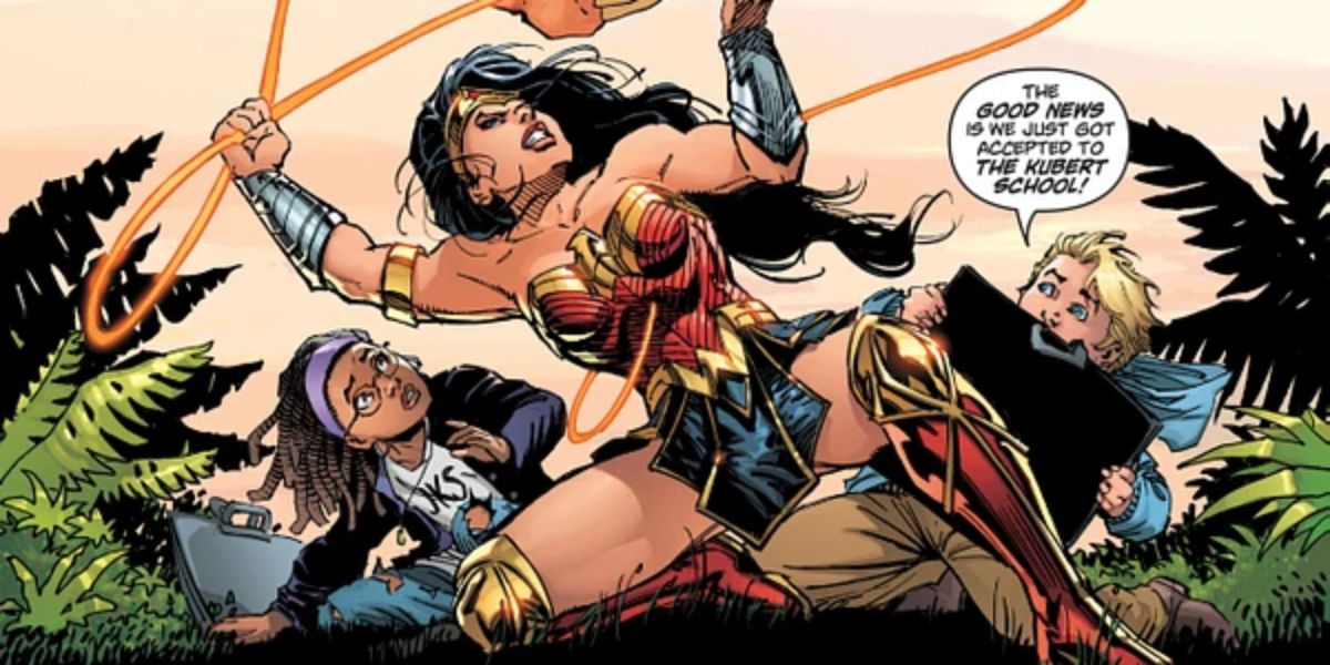 Wonder Woman using lasso of truth.