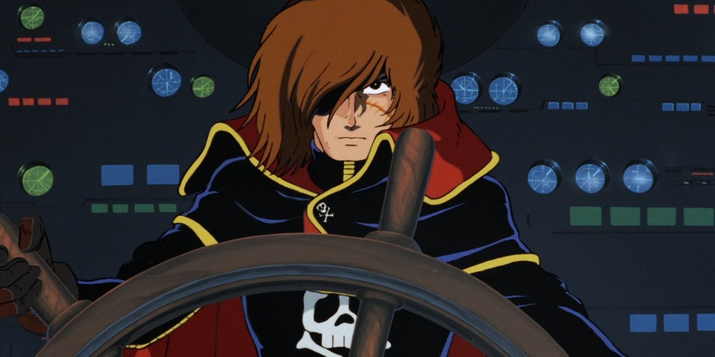 Captain Harlock at the wheel of his ship in The Irresponsible Captain Tylor