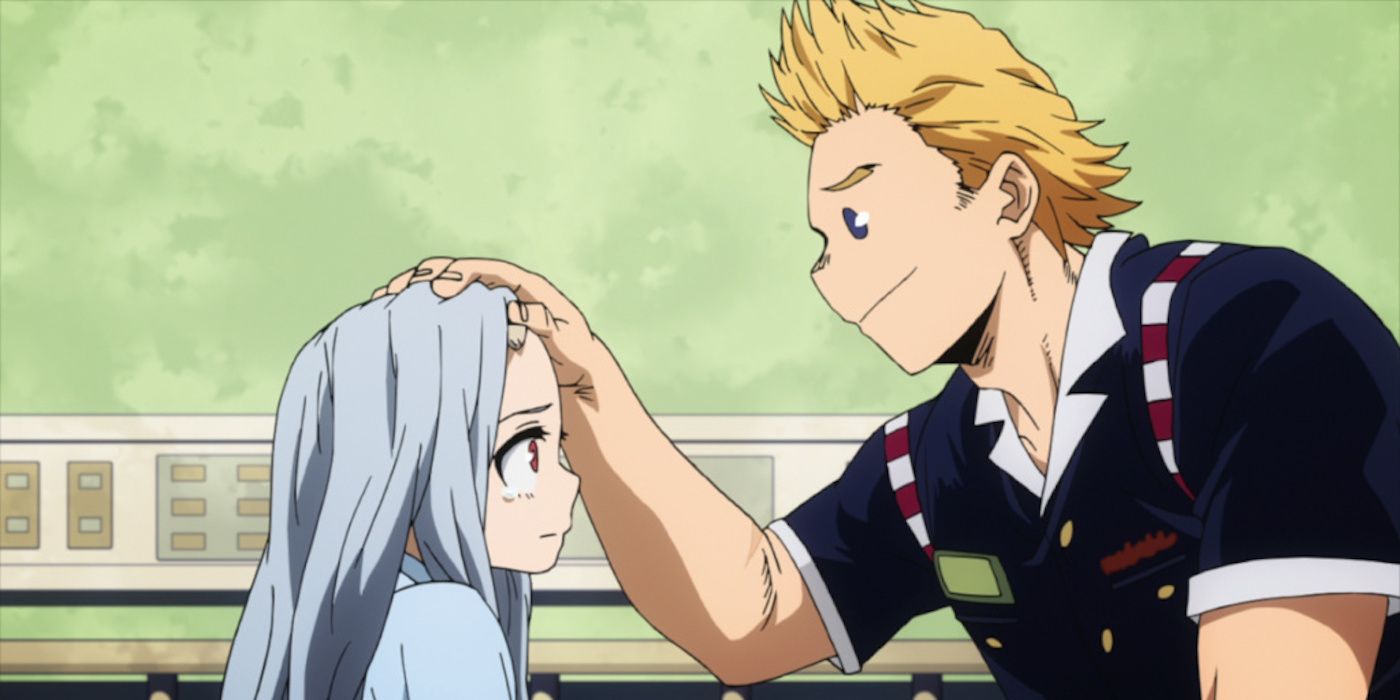 Mirio patting Eri on the head in MHA.