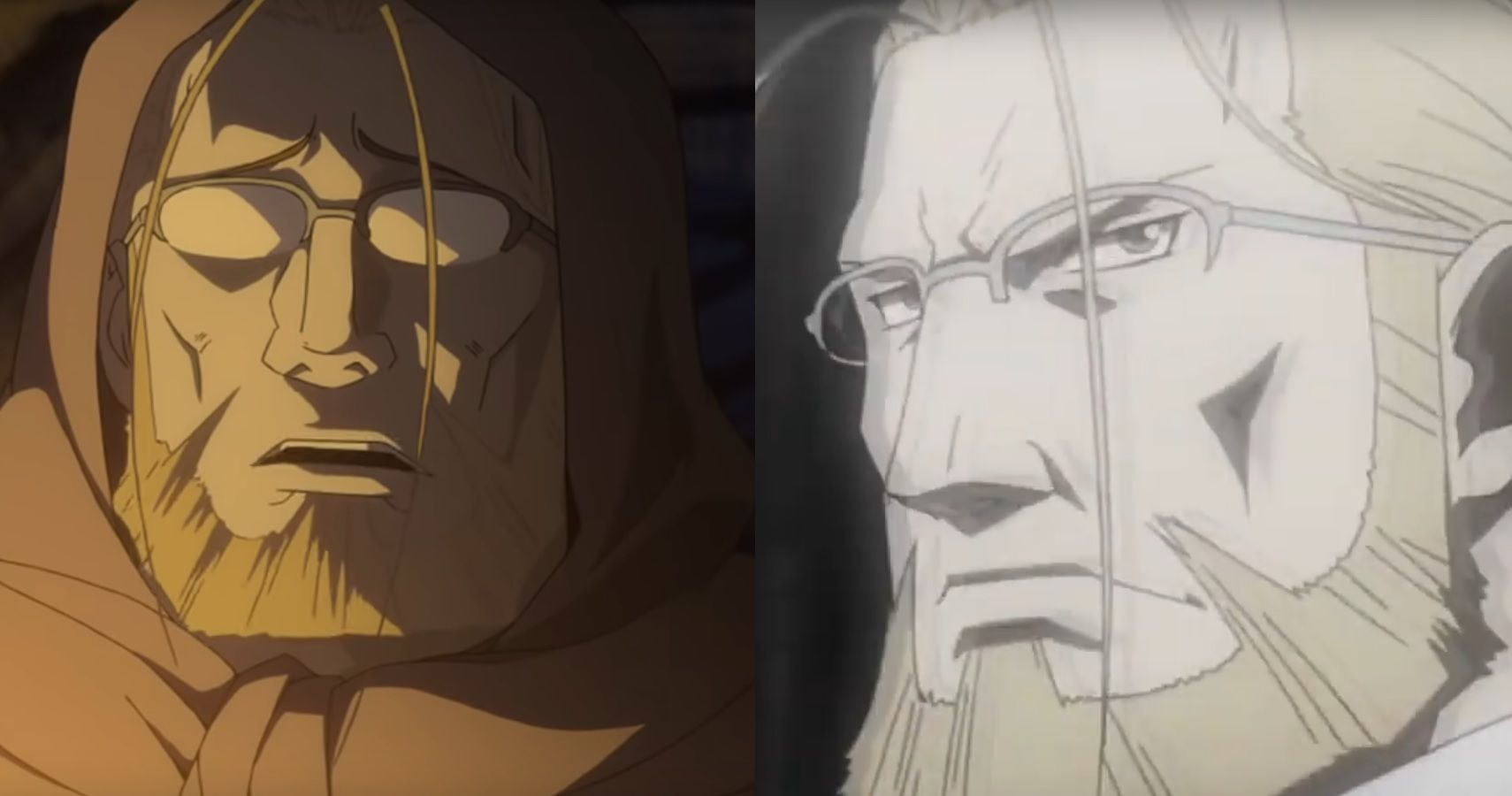 Fullmetal Alchemist - Ed, Al, Hohenheim, and Father/The Homunculus in the  Flask on the Promised Day.