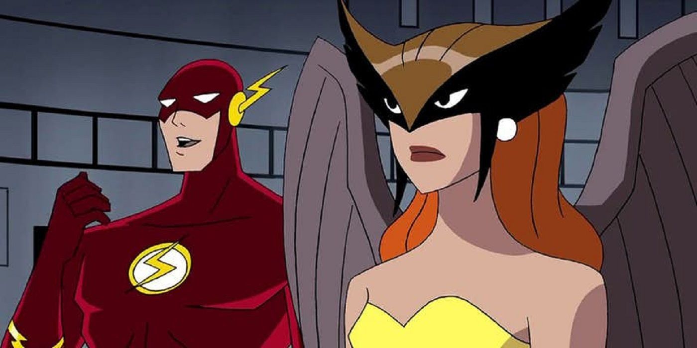 The Flash and Hawkgirl on Justice League