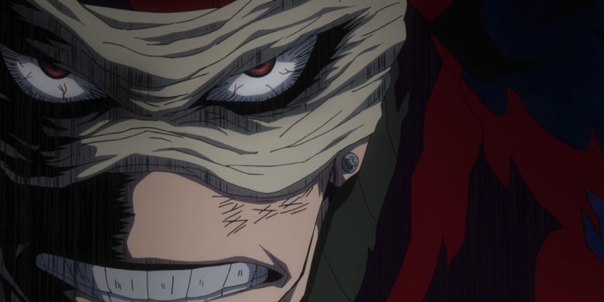 a closeup of stain's face in my hero academia