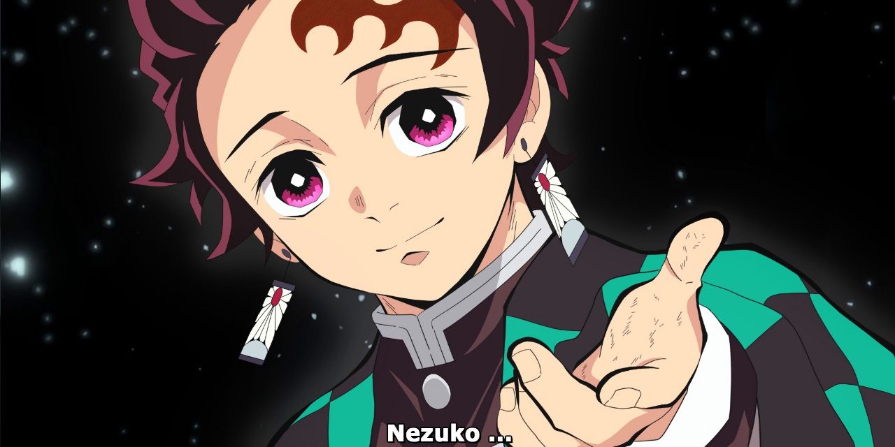 tanjiro kamado from demon slayer smiling and extending his hand