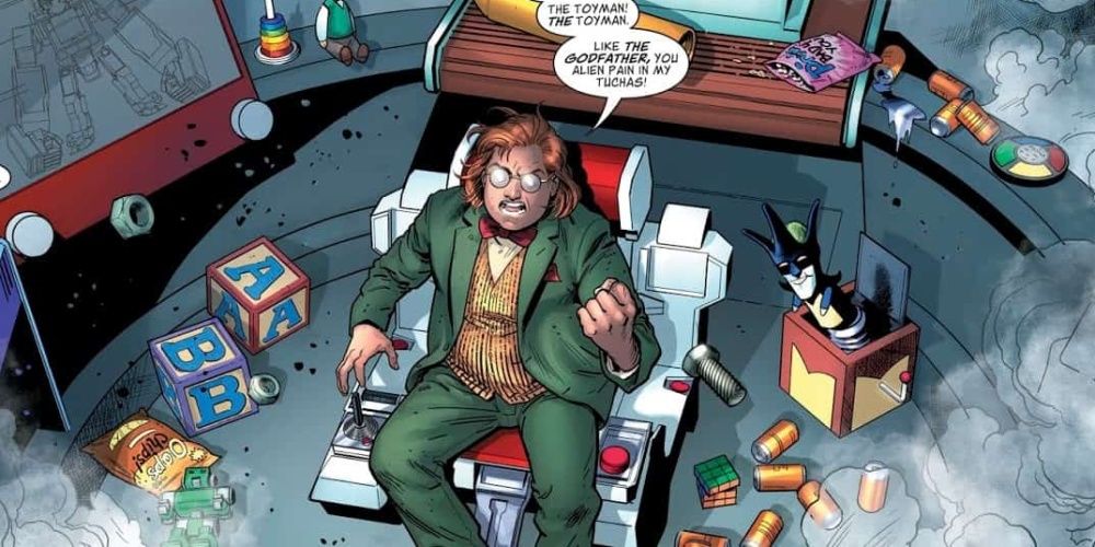 The Toyman shouts from his evil lair in DC Comics