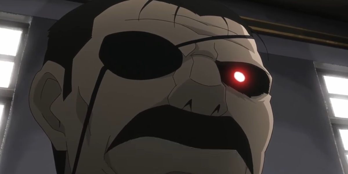 Wrath and his red eye in Fullmetal Alchemist: Brotherhood