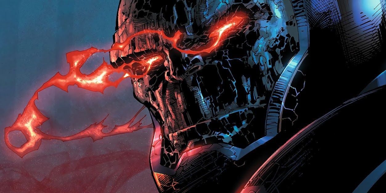 Darkseid's eyes smolder with the Omega Effect in DC Comics
