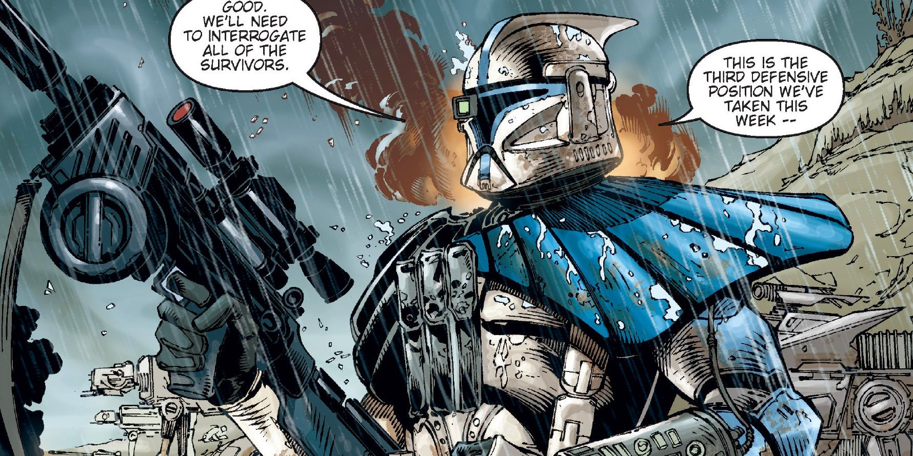 An image of Alpha making a battle plan in Star Wars comics