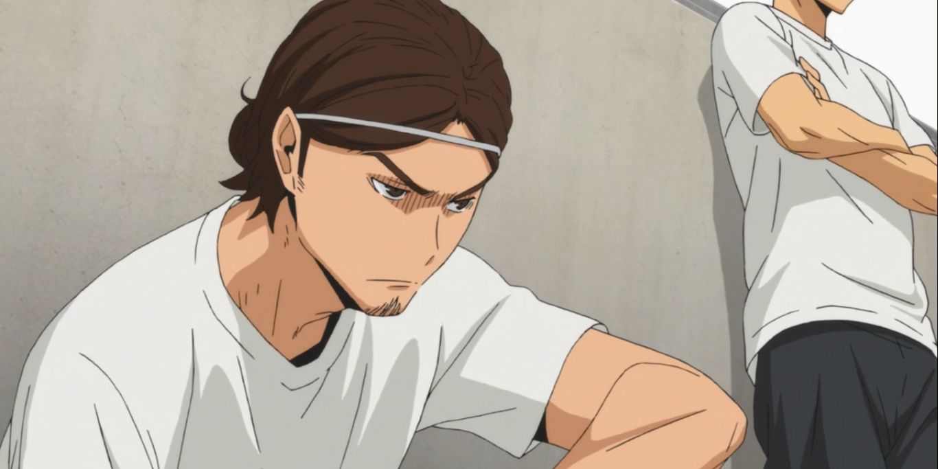 Asahi frowning in Haikyuu!