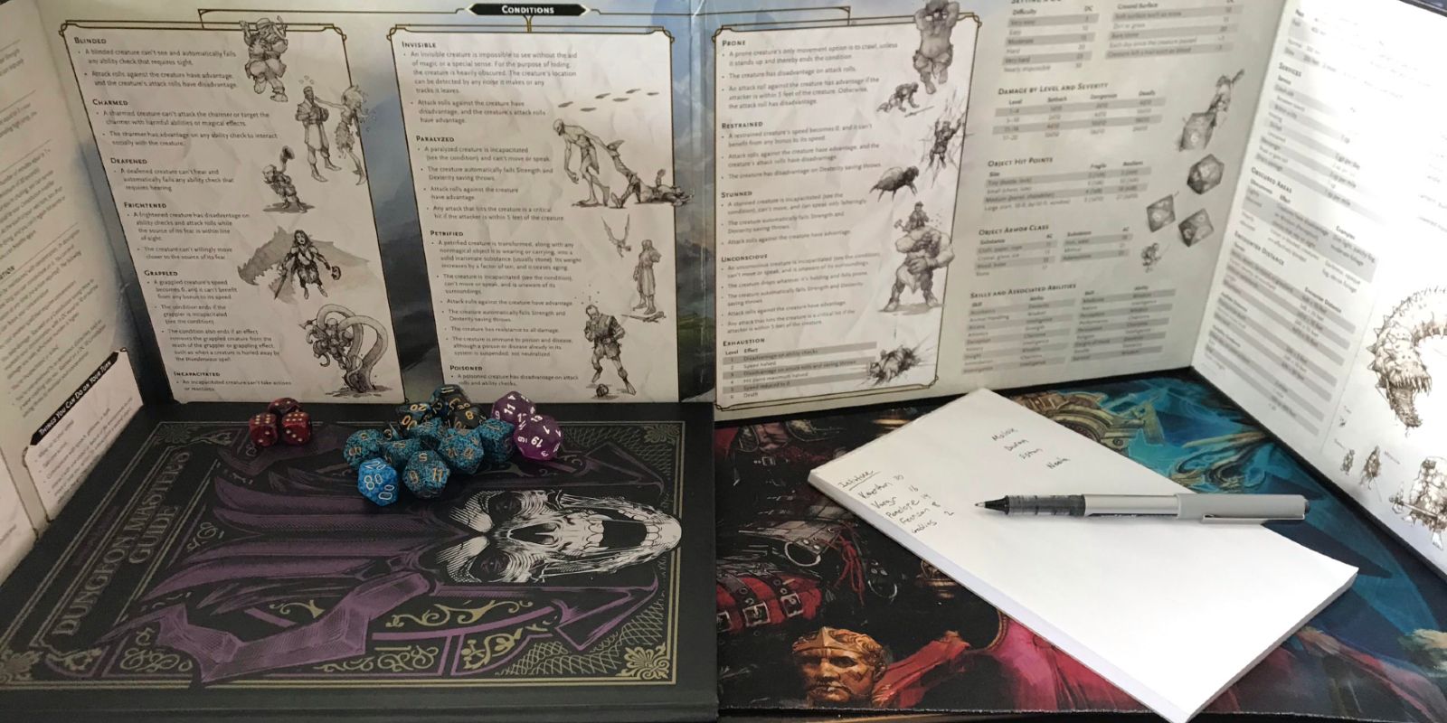 An image of various DM resources for playing Dungeons and Dragons