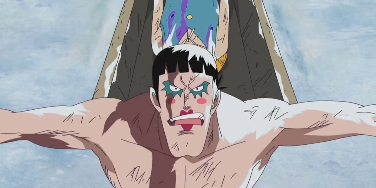 bon clay at impel down spreads his arms wide