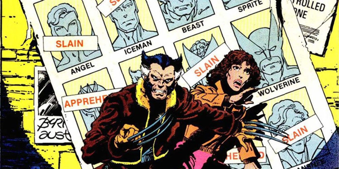 Marvel Comics' X-Men Days of Future Past, with Wolverine and Kate Pryde spotted in front of a mutant wanted poster