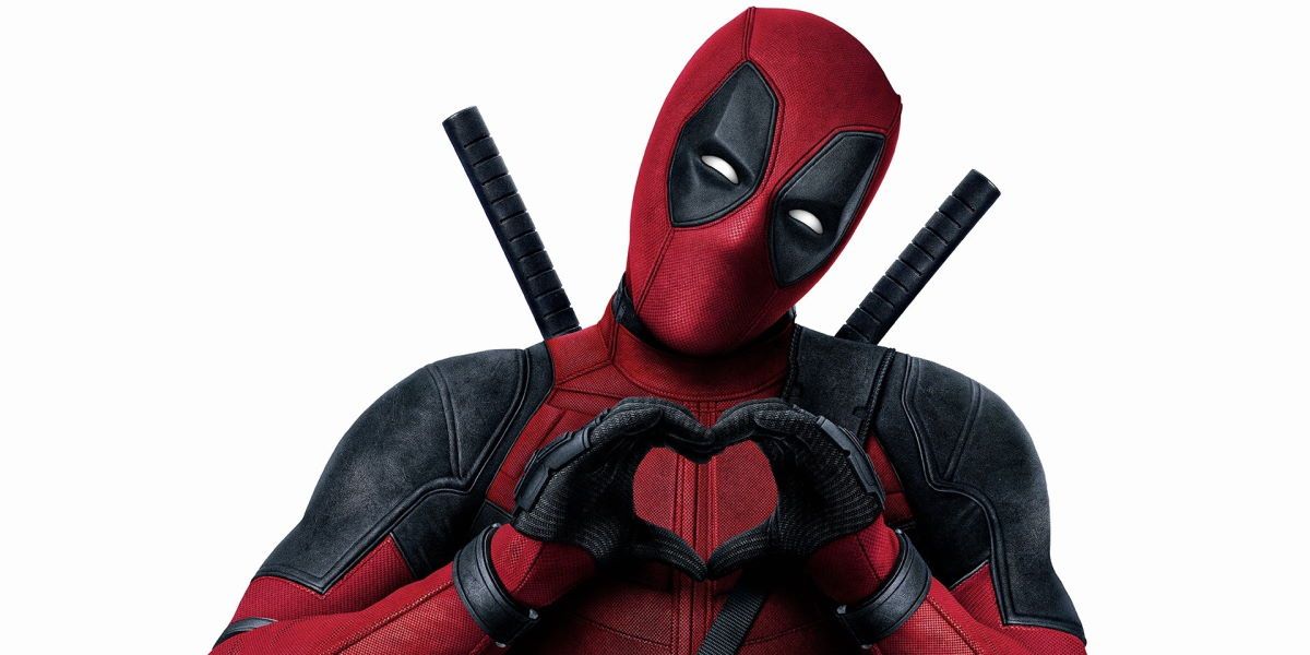 Deadpool makes a heart shape with his hands in the Marvel movies.
