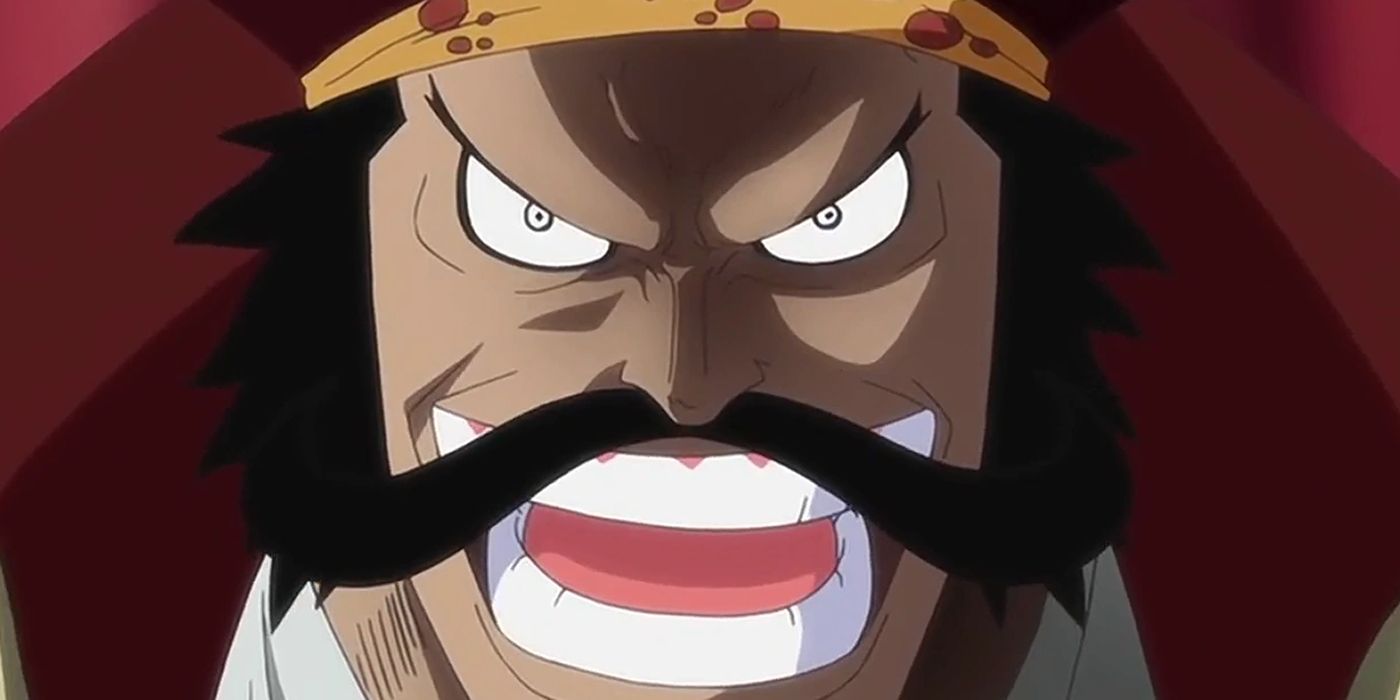 Gol D. Roger, the King of the Pirates, grinning in One Piece.