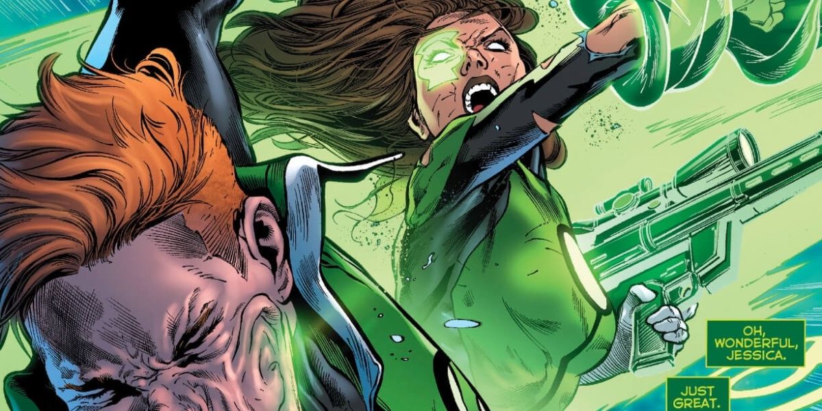 Jessica Cruz punches Guy Gardner in DC Comics