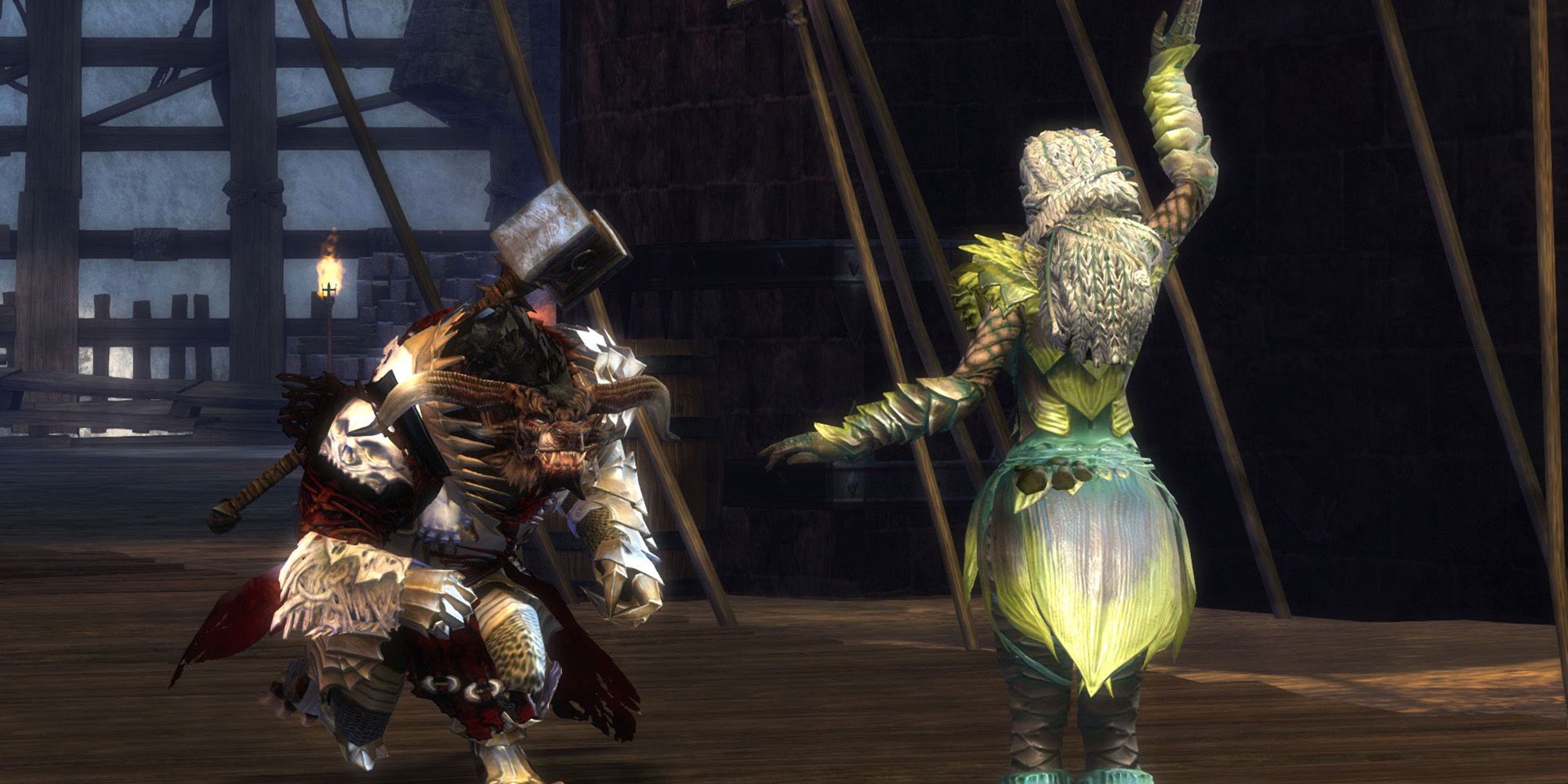 Guild Wars 2 Waving emote from two characters