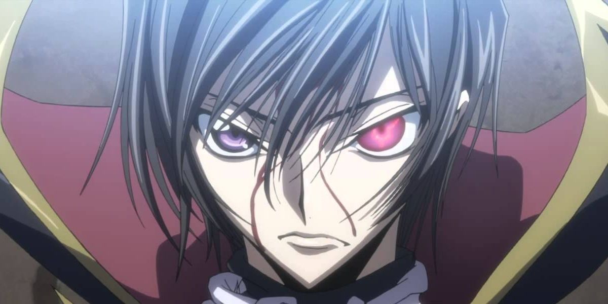 Lelouch Lamperouge with his geass eye in Code Geass.