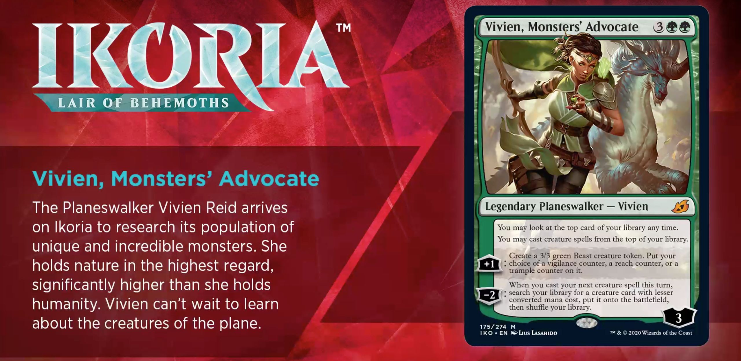 The Magic the Gathering Planeswalker, Vivien's new card