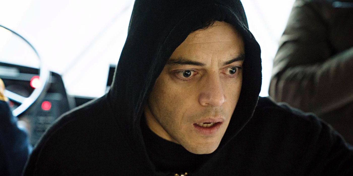 Elliot Alderson (Rami Malek) Bay Robot'ta perişan görünüyor.