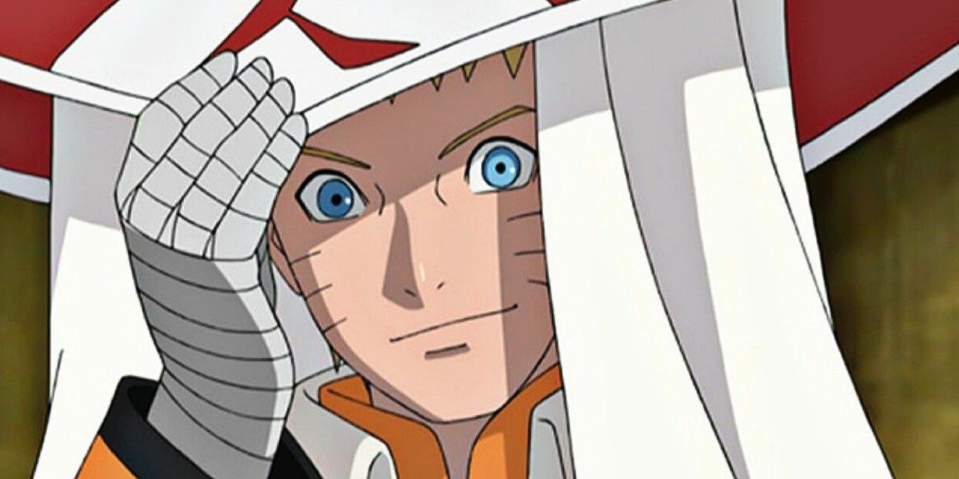 Naruto Uzumaki in his Hokage uniform in Naruto.