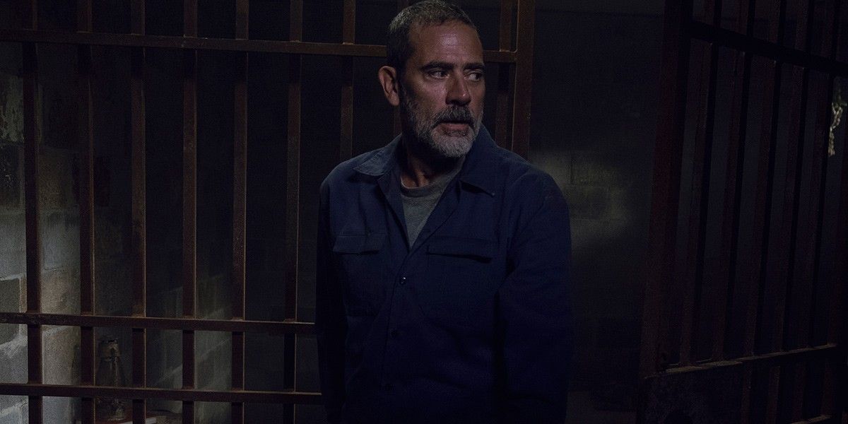 Negan (Jeffrey Dean Morgan) leaves his jail cell on The Walking Dead