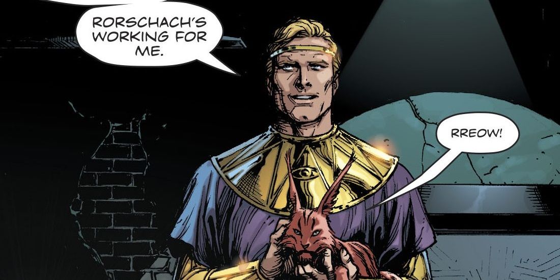 Ozymandias holds his cat in the Watchmen DC Comic