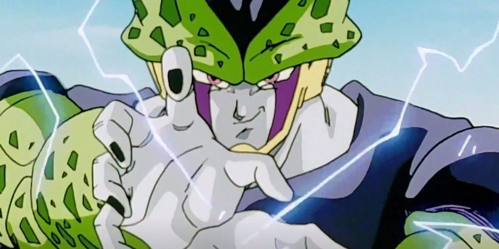 Perfect Cell prepares a Kamehameha in Dragon Ball Z