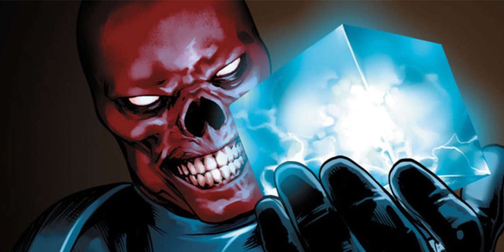 Red Skull holding cosmic cube in Marvel Comics