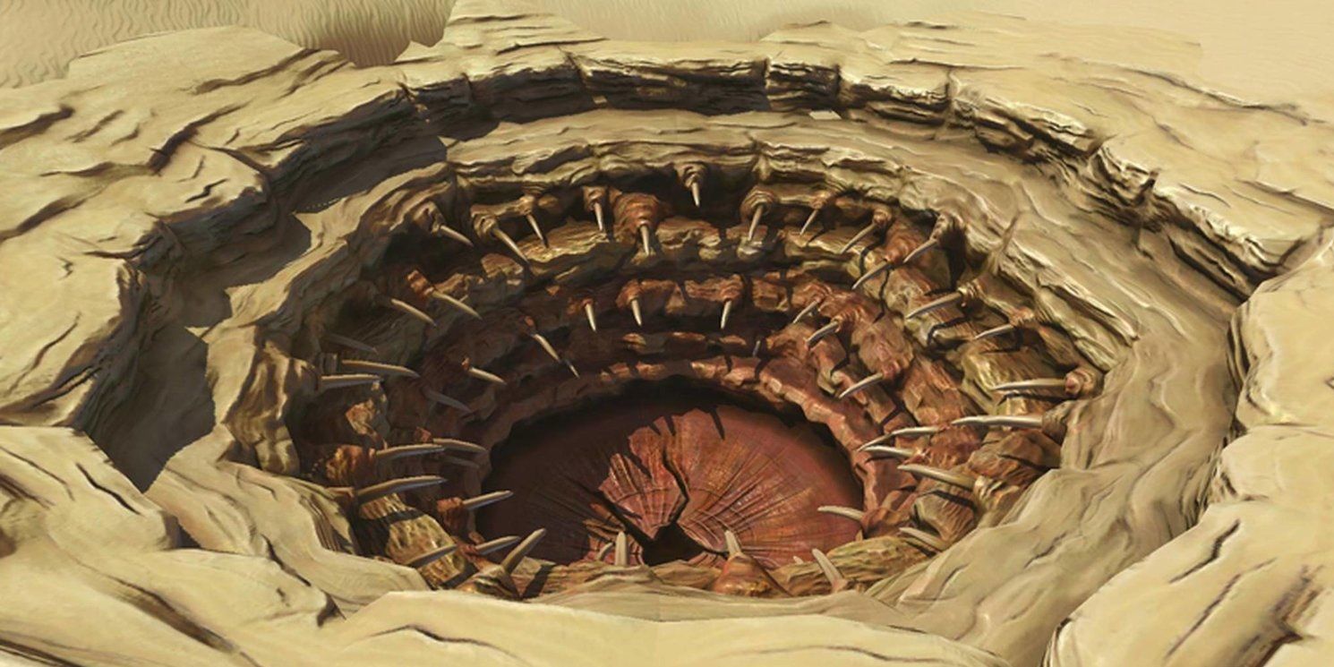 The image shows the gaping maw of the Sarlacc in Star Wars.