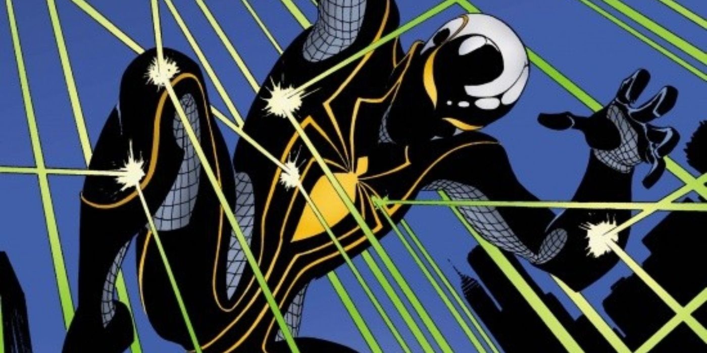 Spider-Man deflecting bullets off his bulletproof suit in Marvel Comics