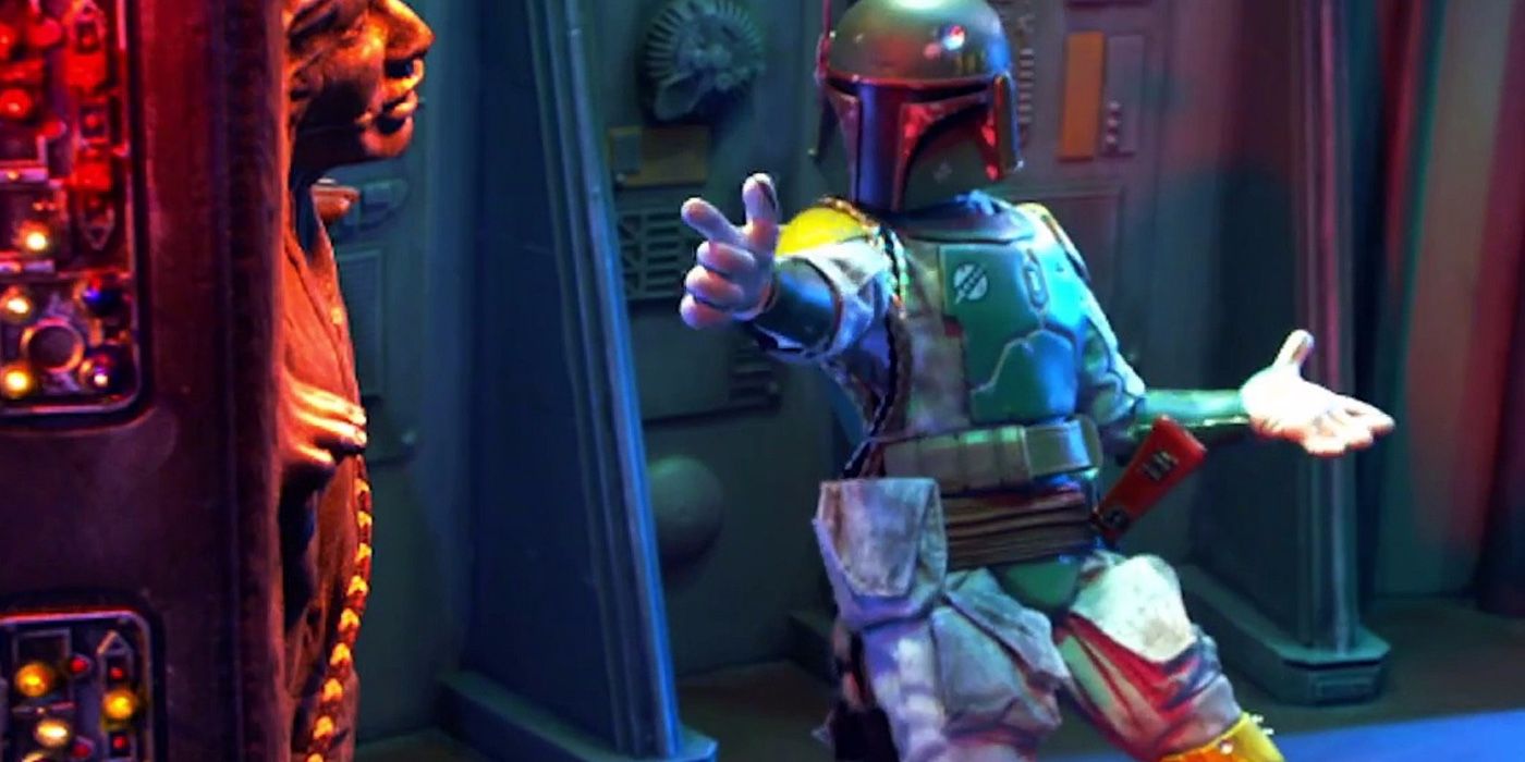 Boba Fett aponta sua mão como uma arma na paródia de Star Wars de Robot Chicken