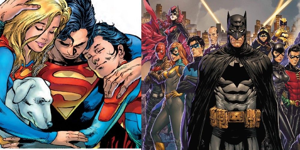 Superman family next to Bat family