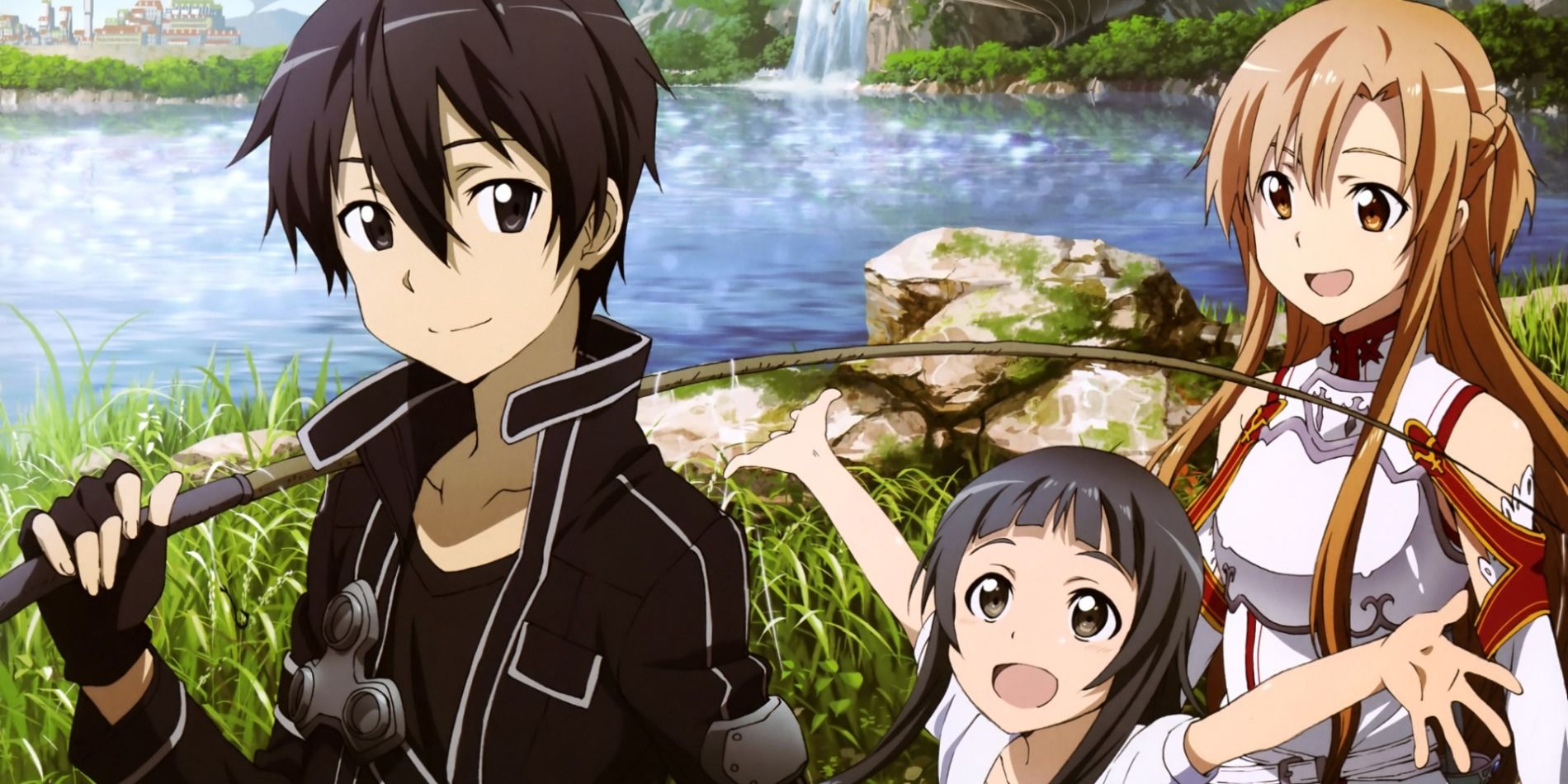 Kirito, Yui and Asuna from Sword Art Online season one