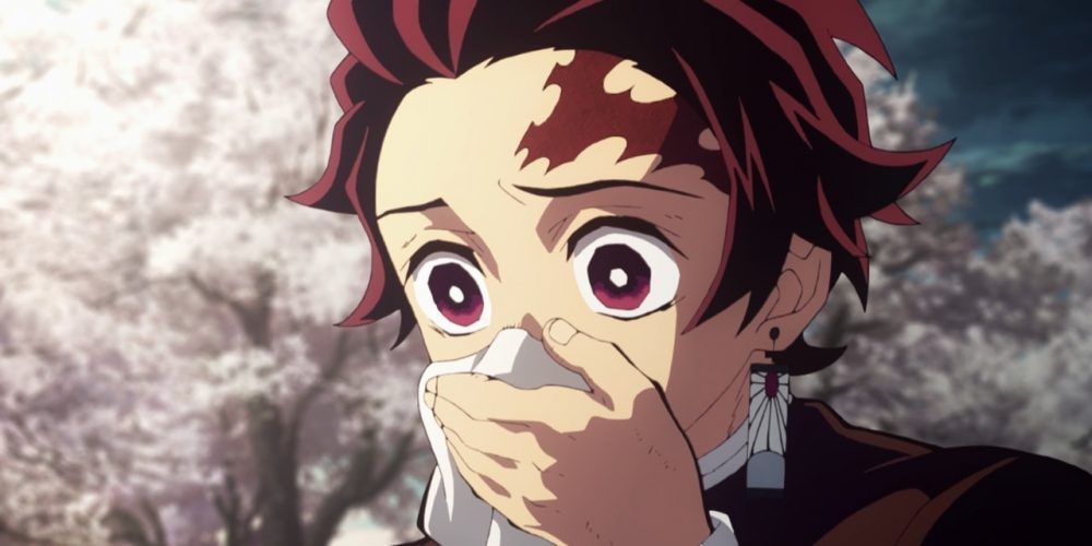 Tanjiro covers nose and mouth _ Demon Slayer