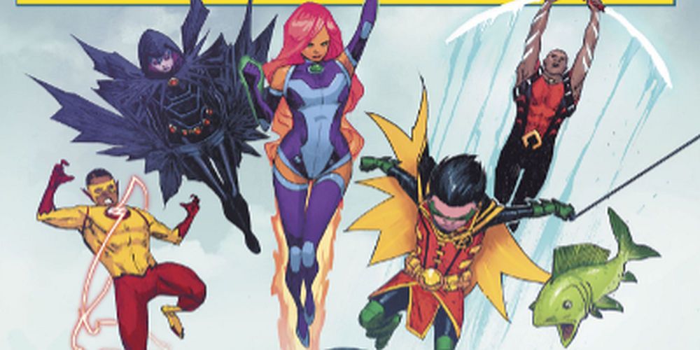 Damian Wayne as Robin together with the Teen Titans