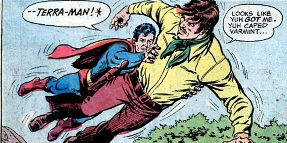 Superman tackles Terra-Man in DC Comics