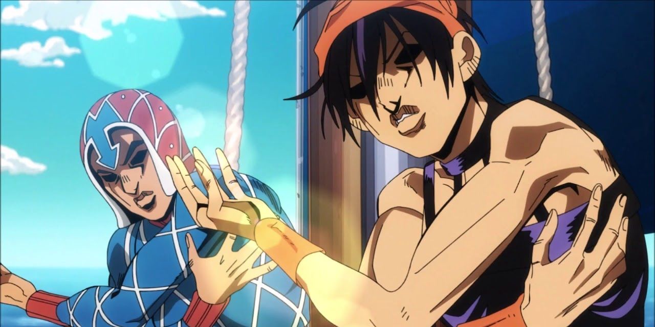 mista and narancia performing the torture dance in golden wind