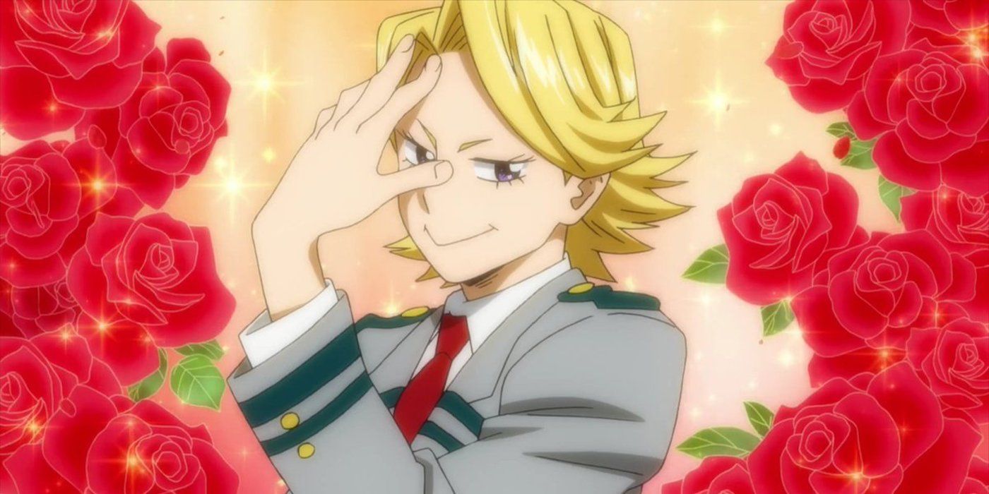 yuga aoyama surrounded by roses in My Hero Academia