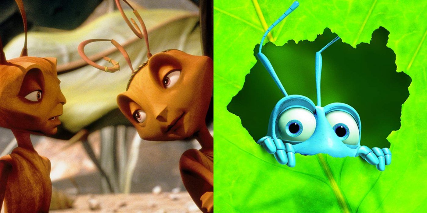 The similar Antz and A Bug's Life, compared.
