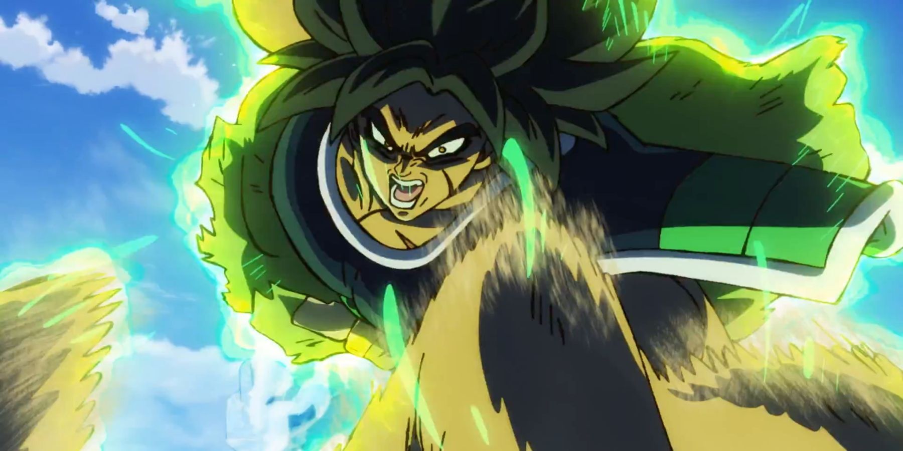 The Legendary Saiyan Broly attacks during the events of Dragon Ball Super: Broly