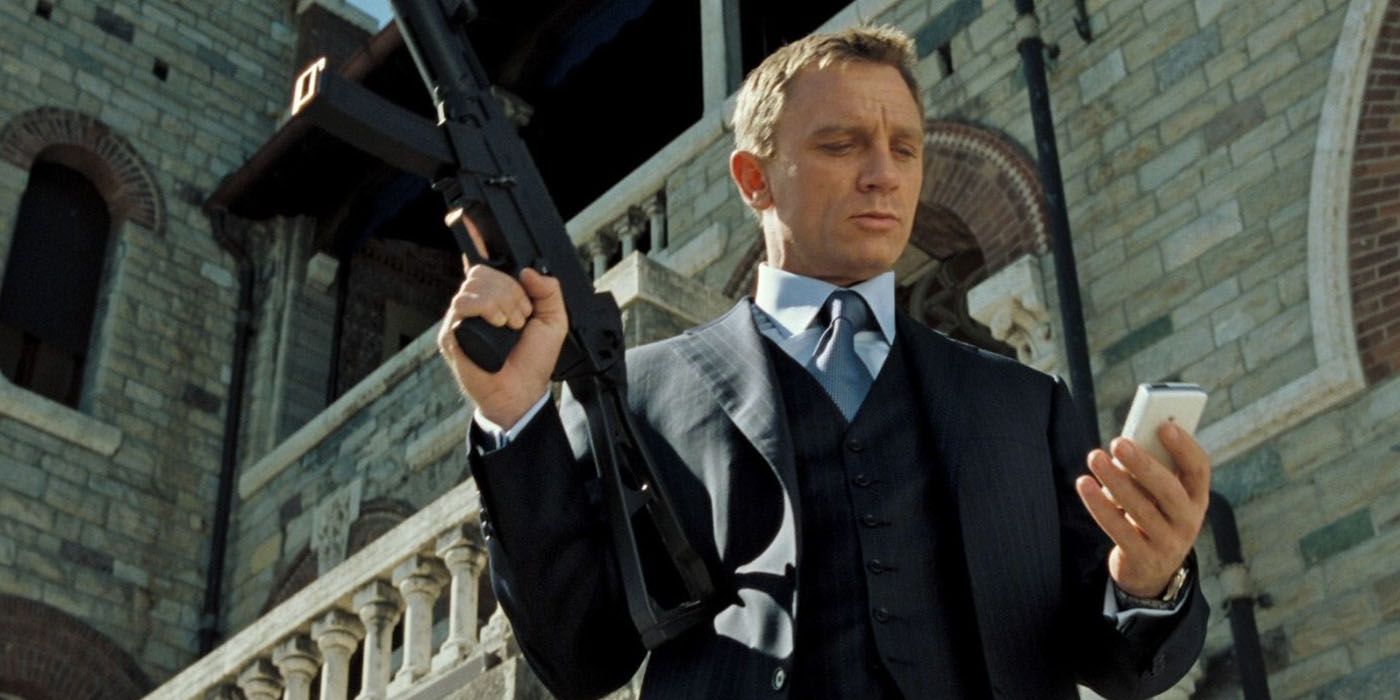 James Bond holds a gun at the end of Casino Royale