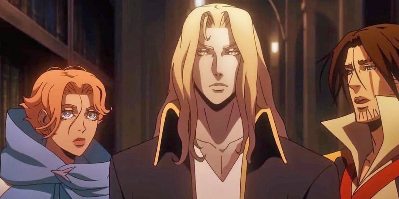 Simon Belmont and friends in the animated Castlevania on Netflix