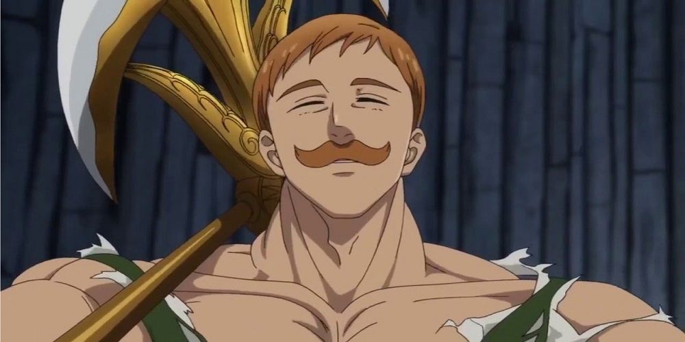 Escanor smiling and holding axe