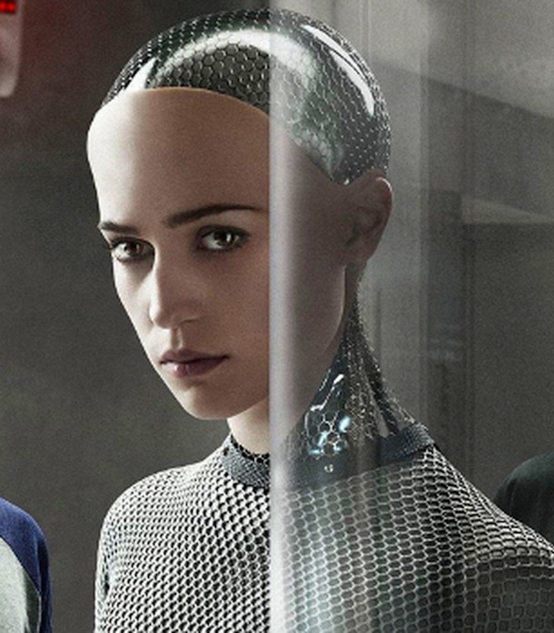 Ava looking at the camera in Ex Machina